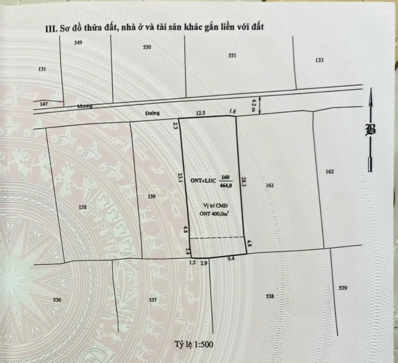 Bán 1800m2, có 1200m2 thổ, 2 mặt tiền, đường 4,2m, gần dân, điện nước đầy đủ