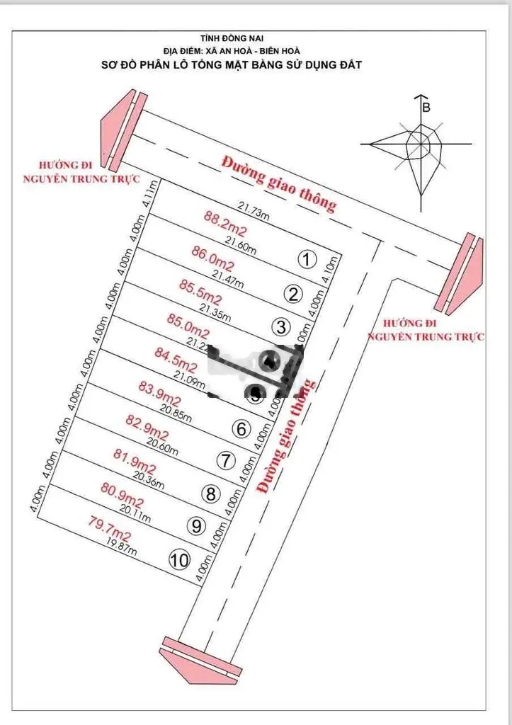 Đất Nguyễn Trung Trực, An Hoà, Đồng Nai: 4 x 21, giá 1,3 tỷ