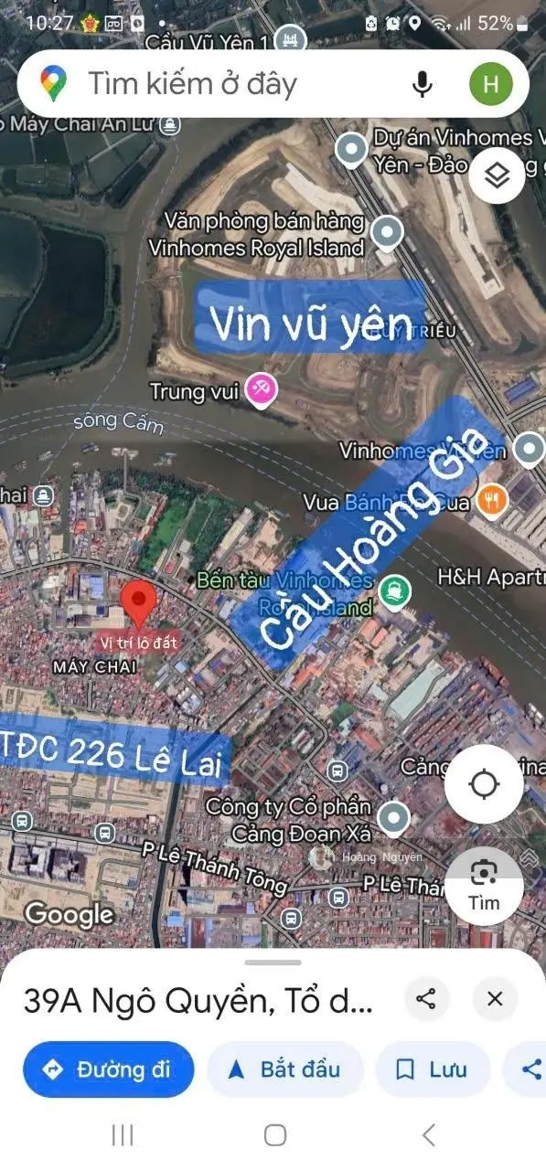 Bán lô đất cạnh TĐC 226 Lê Lai, cầu Máy Chai sang Vin Vũ Yên