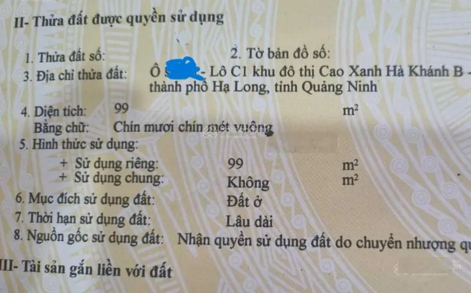 Bán nhanh ô đất Hà Khánh B 99m2