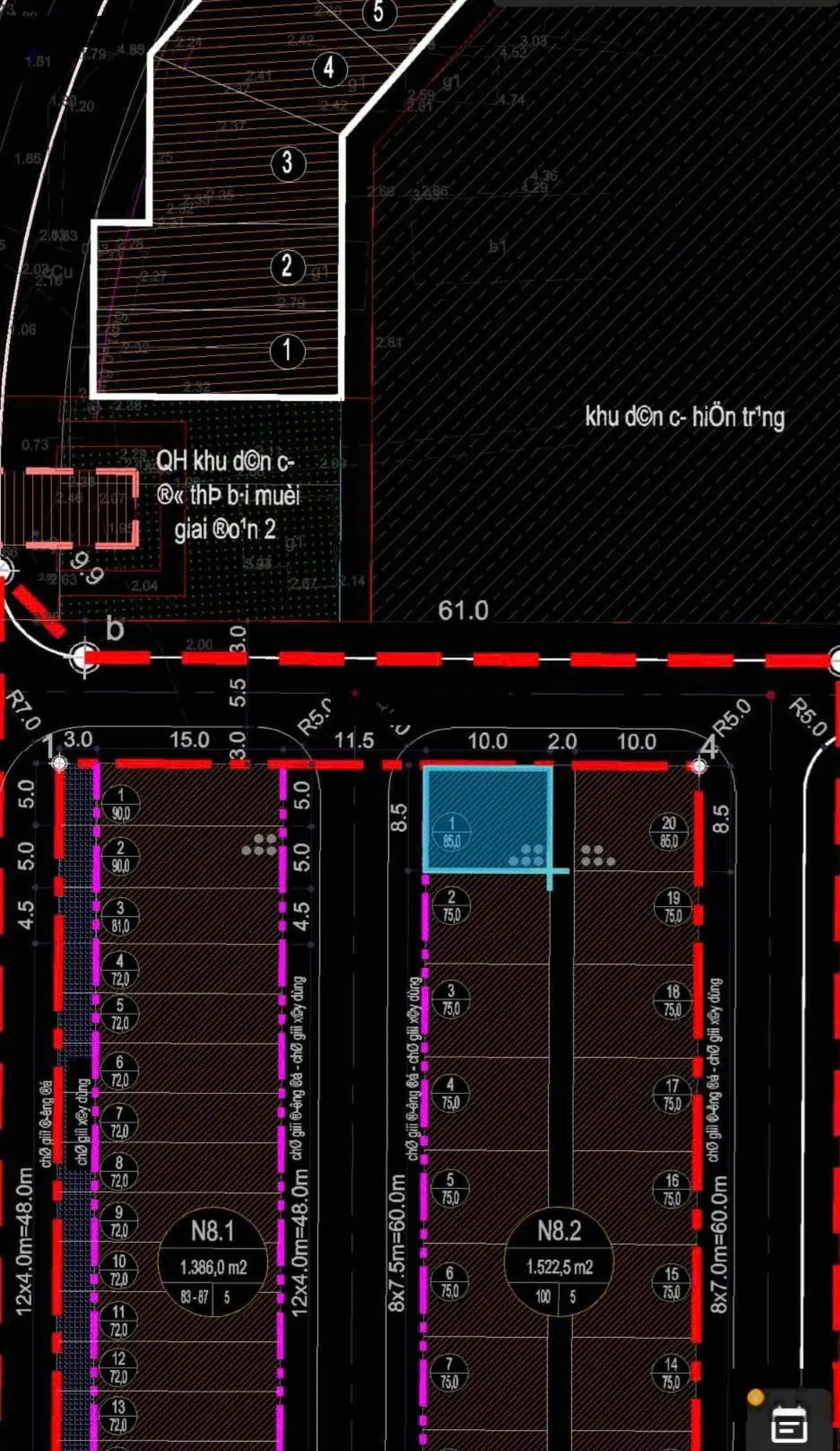 Bán ô góc nhà ống DT 74.1 m2 dự án Lideco Bãi Muối