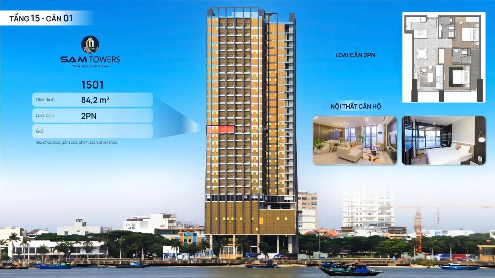 Cặp căn góc SAM Tower 1501+1512 tầm view vượt trội sông - núi - vịnh - biển - pháo hoa DIFF mỗi năm