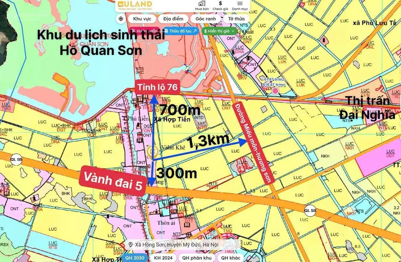 Cần tiền cắt lỗ đất Hợp Tiến, Mỹ Đức, HN gần Hồ Quan Sơn 1000ha (giá cực rẻ)