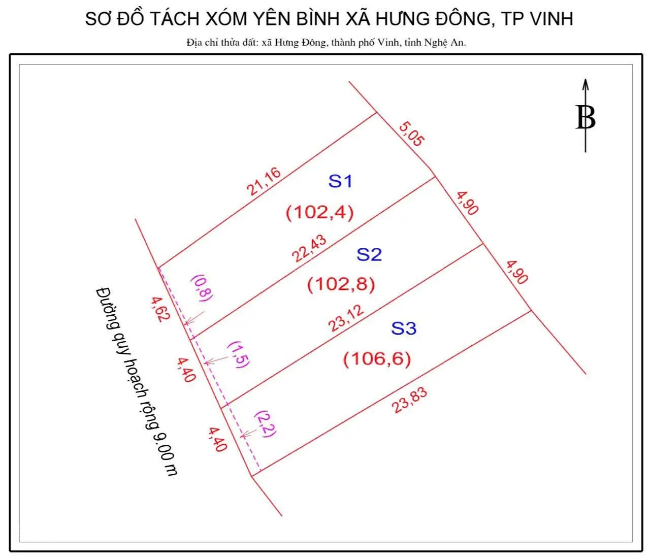 Bán đất đẹp Xóm Yên Bình, Xã Hưng Đông, Vinh, 106m2. Mặt tiền 4.4m, đường 9m LH ngay 0915 089 ***