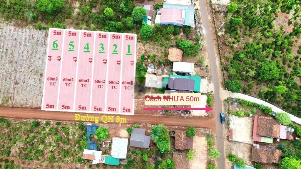 Bán Đất EaKueh CưMgar Khu Du Lịch Buôn Wing 5x41 =215m2 có 60m2 Thổ cư