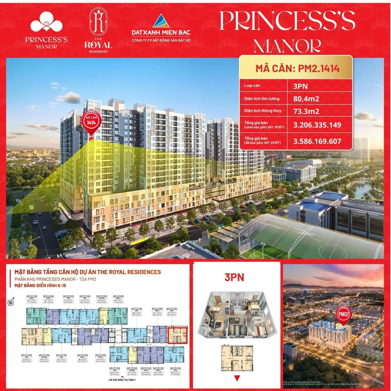 Bán căn hộ 3PN tại Vinhomes Star City, giá thỏa thuận, 73m2, đẹp, nhiều tiện ích