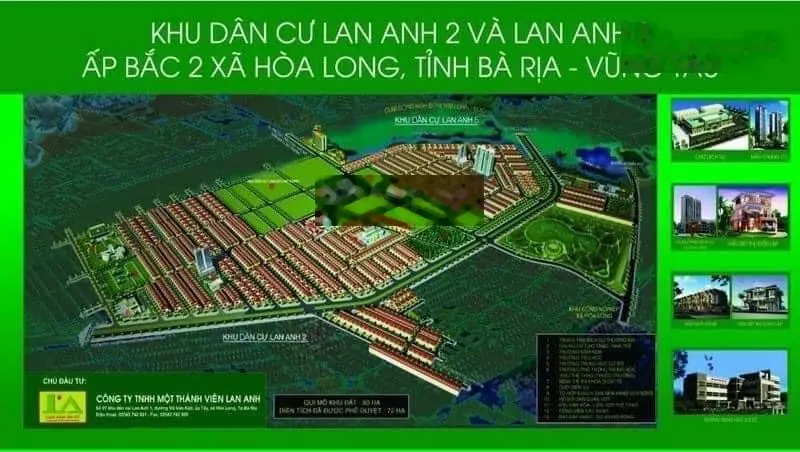 Chính chủ gửi bán gấp lô đất sổ màu đỏ dự án Lan Anh 2 Hoà Long Bà Rịa. Giá 870 triệu