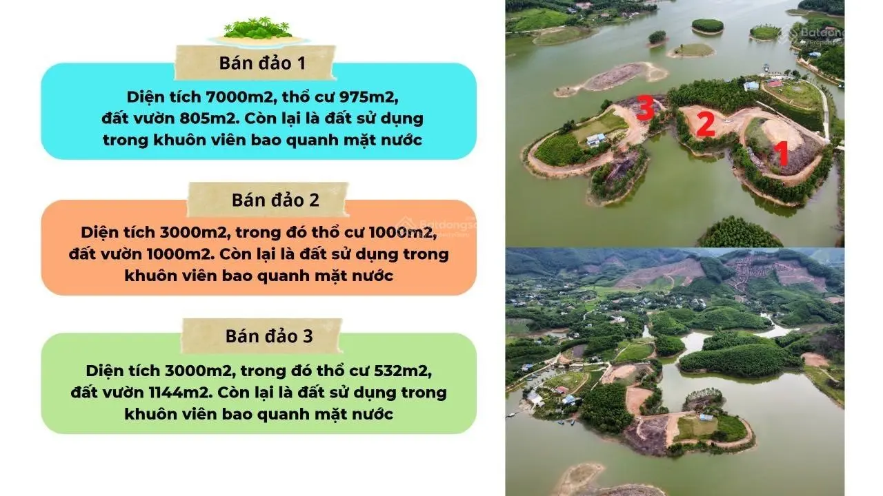 Cần bán 3 bán đảo tại hồ núi cốc phúc Tân,phổ yên thái nguyên.dt 1,3ha có 2500m2 tc