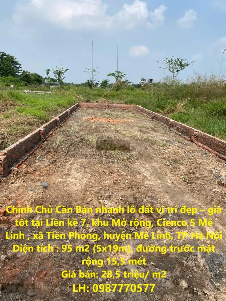 Chính Chủ Cần Bán nhanh lô đất vị trí đẹp giá tốt tại Cienco 5 huyện Mê Linh, TP Hà Nội