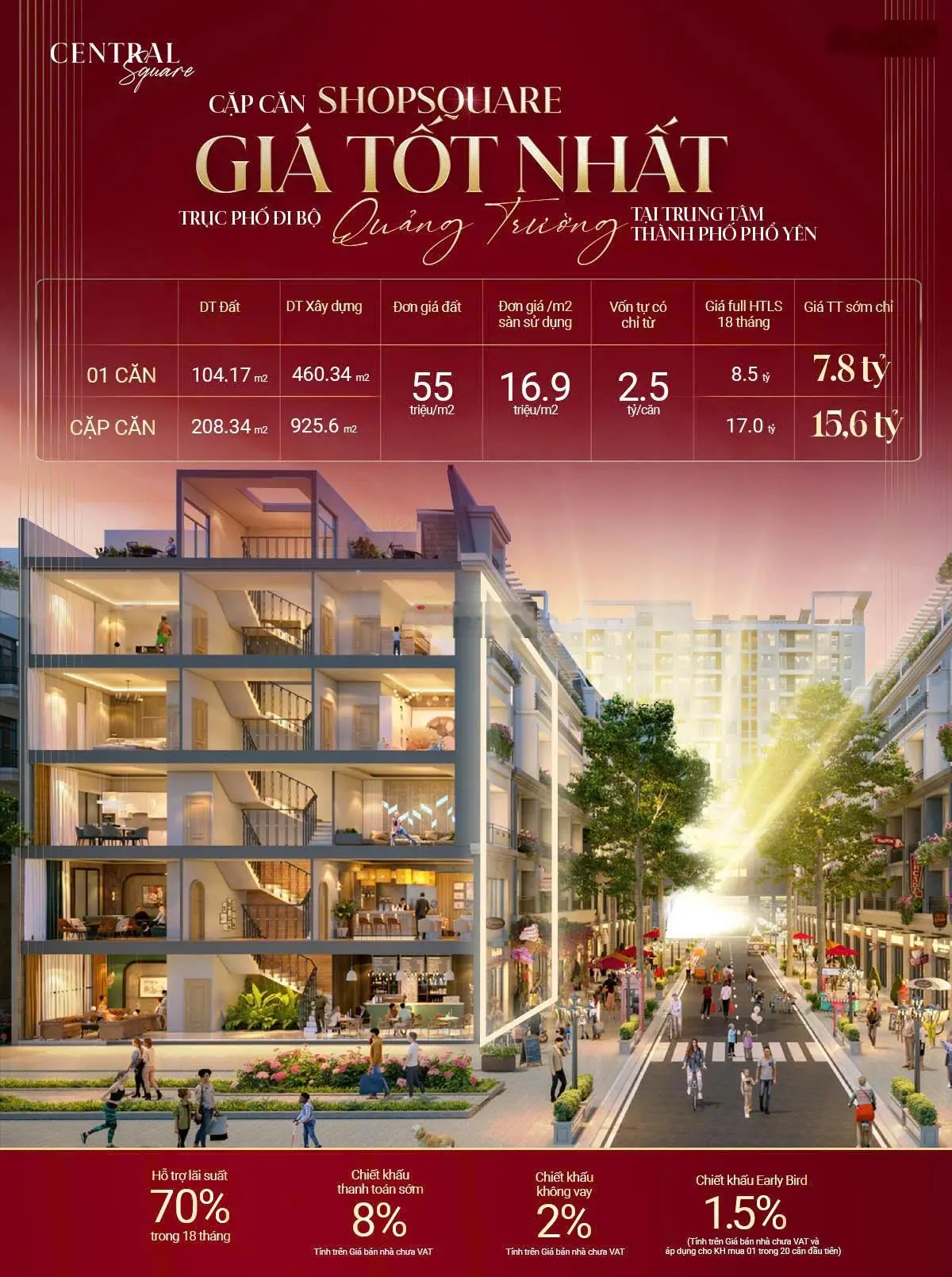 Suất ngoại giao cực rẻ tại dự án Central Square, chỉ 5,5 tỷ sở hữu BĐS độc tôn Số 1 TP Phổ Yên