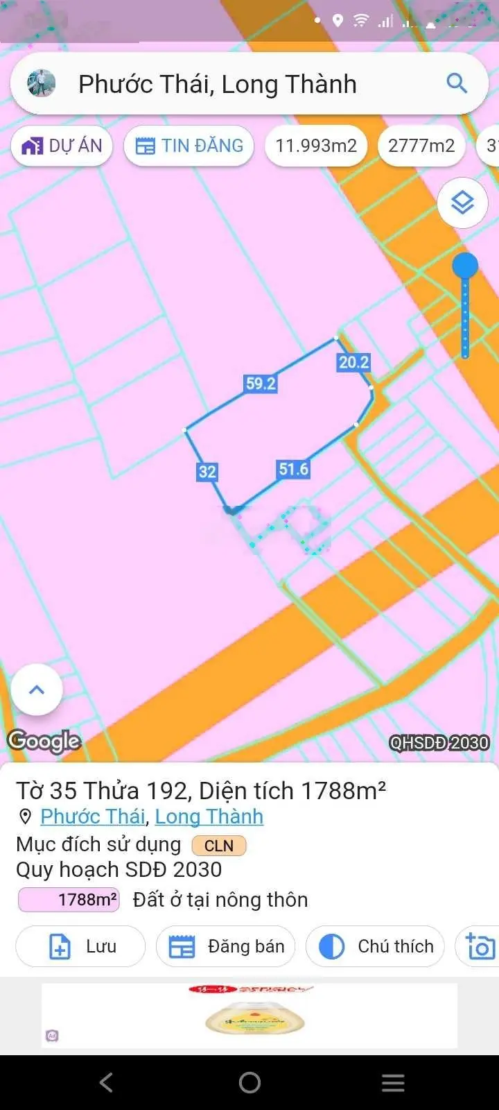 Cần bán 1.2ha 3MT đường nhựa 1/QL51 có thổ cư QH full ont xã Phước Thái, giá đầu tư rẻ nhất khu vực