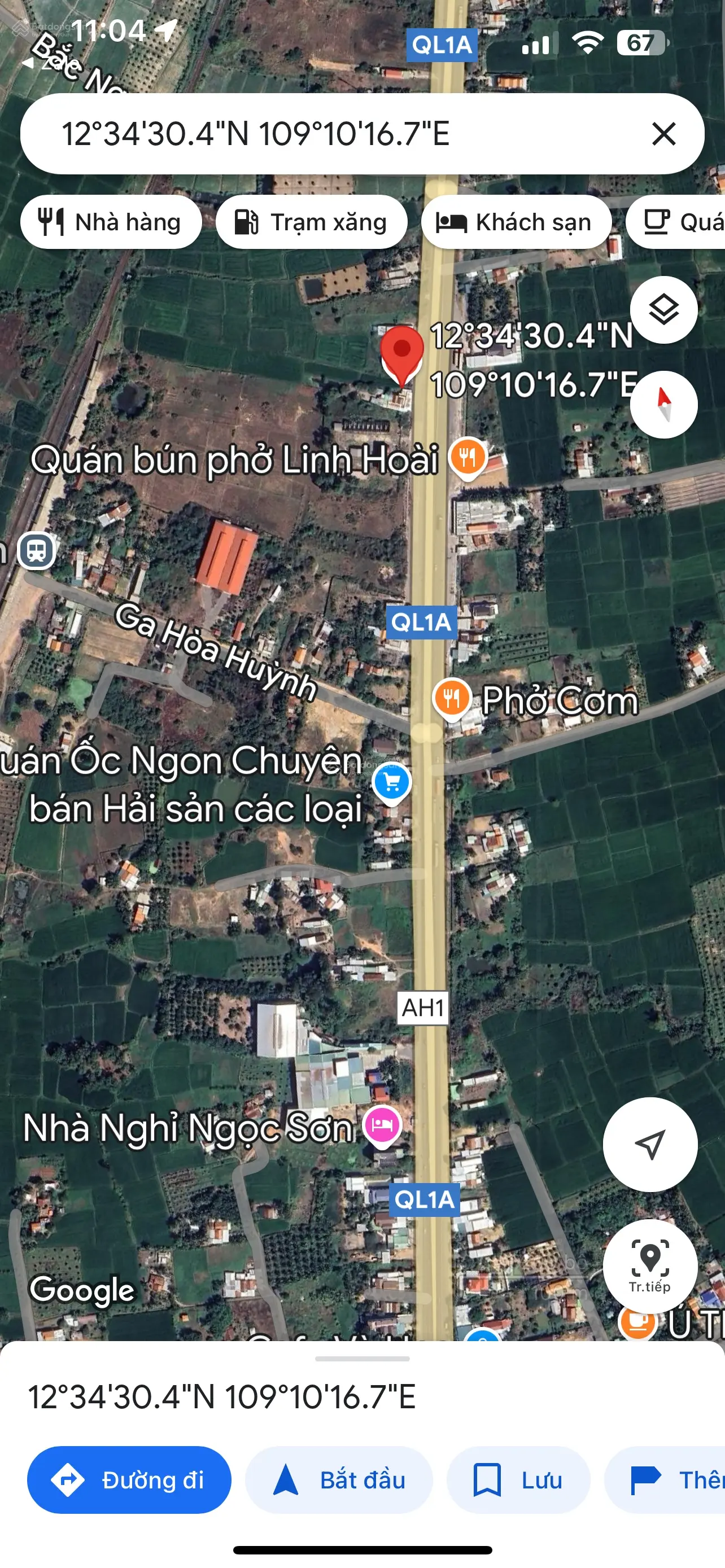 Bán đất ngang 10m mặt tiền ql1 thôn ngọc sơn xã ninh an tx ninh hoà giá (trừ qh 2,4tr/m2)