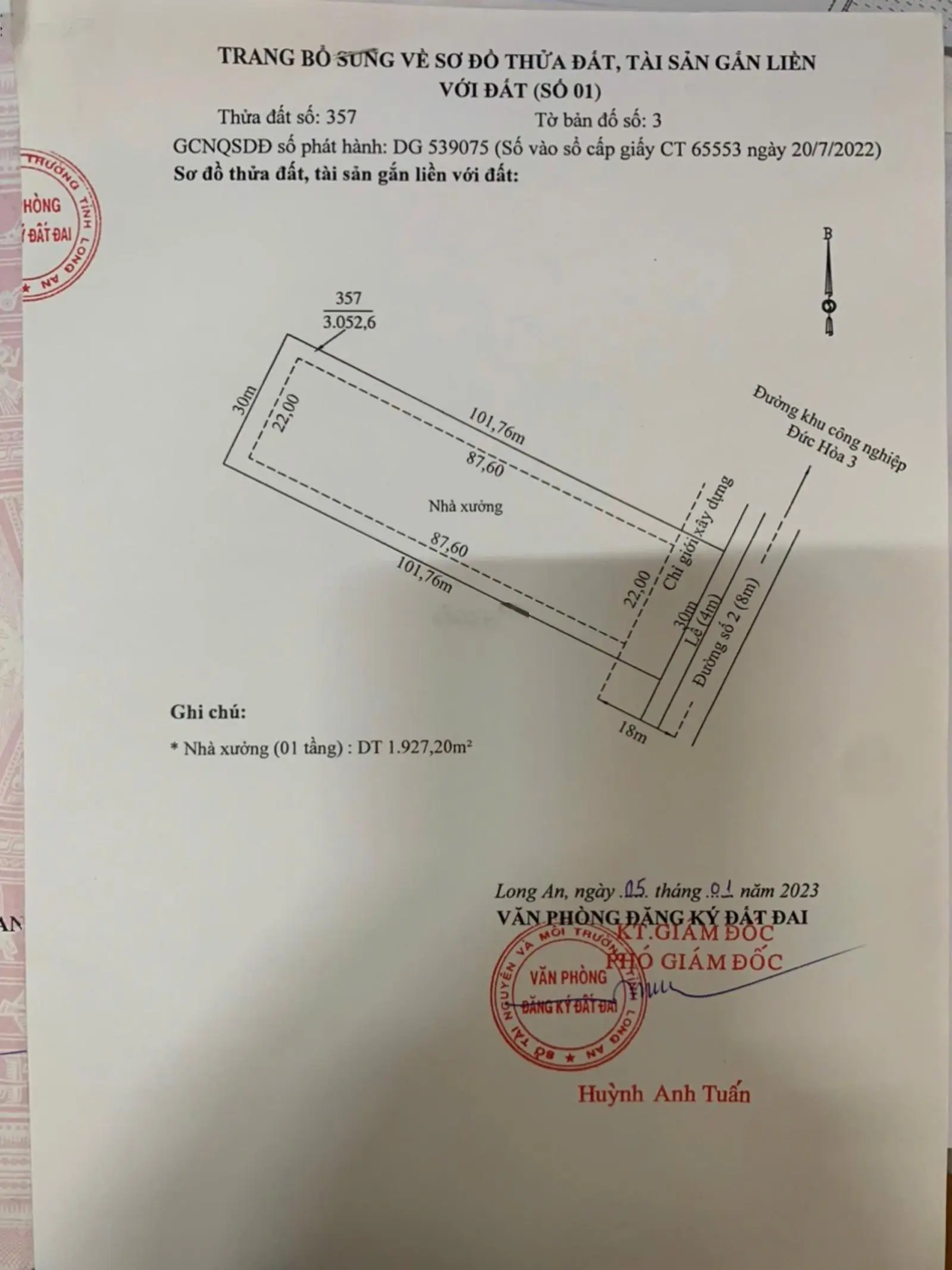 BÁN KHO NHÀ XƯỞNG tại Đường 2, Xã Đức Lập Hạ, Đức Hòa, Long An, giá ưu đãi 28 tỷ VND, 3052.6 m2