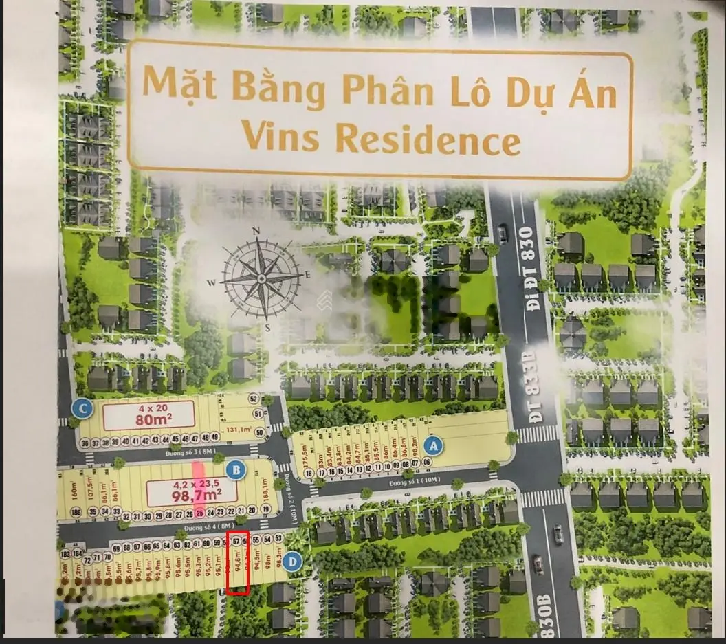 Chủ gửi bán lô đất kế bên khách sạn thủy tiên, dự án Vins Residenci Long Cang,DT 90m2,giá chỉ 890tr