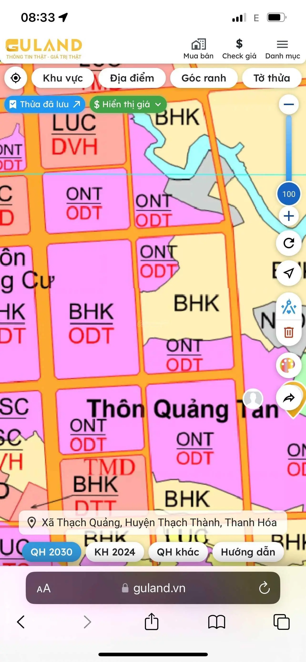 Cần bán nhanh lô đất, ngay chợ Thạch Quảng, bám quy hoạch mở đường, 2025 lên đô thị, sẵn sổ,giá 1xx