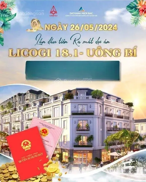 Đất nền sổ đỏ không phải xây Licogi 18.1 Uông Bí giá F0 trực tiếp CĐT