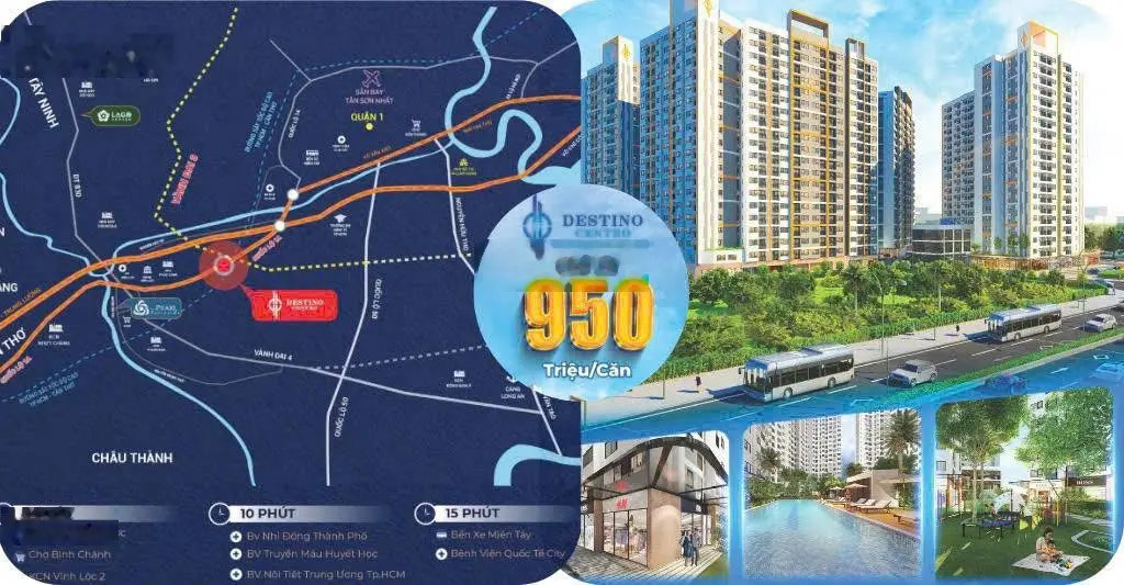 Cơ hội đầu tư và mua nhà trả góp giá rẻ chỉ từ 1ty/căn; Dự án Destino Centro sát Quận 7 và Bình Tân