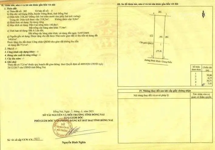 12,75m Mặt tiền đường Bình Minh - Giang Điền. Sổ riêng thổ cư 2 cuốn. Có bán lẻ