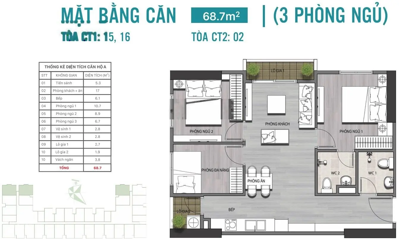 Bán căn hộ chung cư Ecolife Riverside, 1,207 Tỷ VND, 68m2, 3 PN, 2 WC tại Điện Biên Phủ, Quy Nhơn