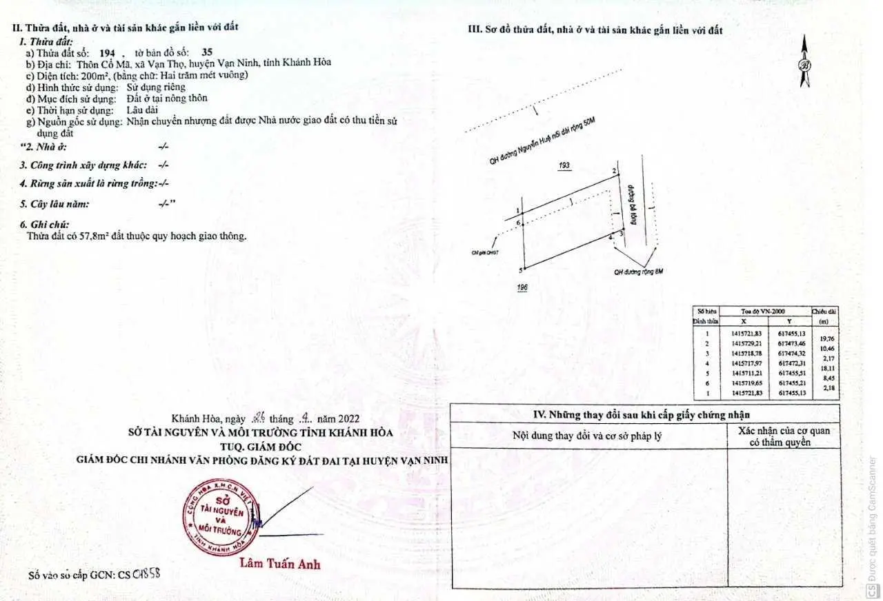 Bán đất ngay UBND Xã Vạn Thọ, Vạn Ninh, KTT Vân Phong