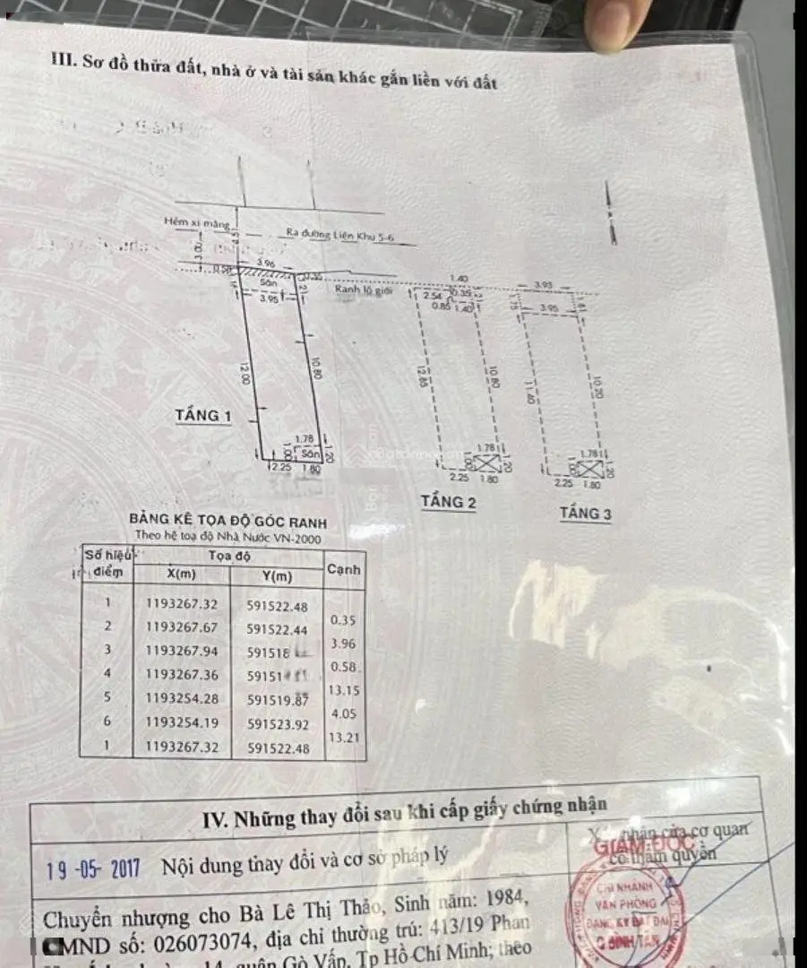 Chủ cần bán nhà 4/ 13, 5 nhà 2 lầu 1 trệt, hẻm thông 2/ Liên Khu 5 - 6 Bình Hưng Hòa B, Bình Tân