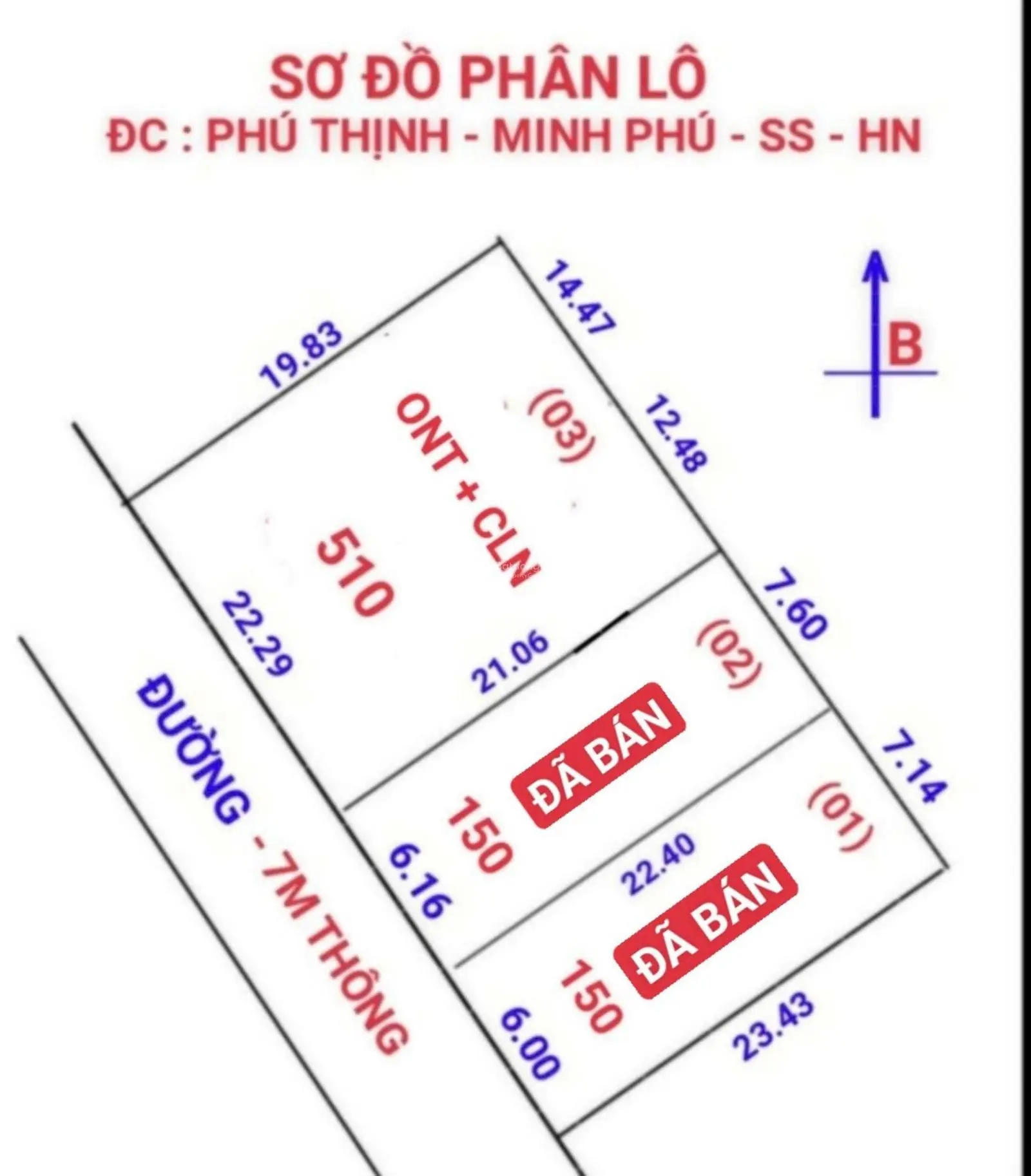 Bán 510m2 đất ở thôn Phú Thịnh xã Minh Phú-SS-HN