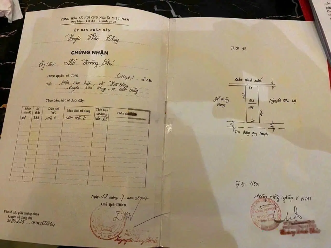 Bán Hữu Bằng, Kiến Thuỵ đường trước mặt 7m, cách BV huyện chỉ 200m, 166m2 ngang 7,5m. Giá 1,x tỷ