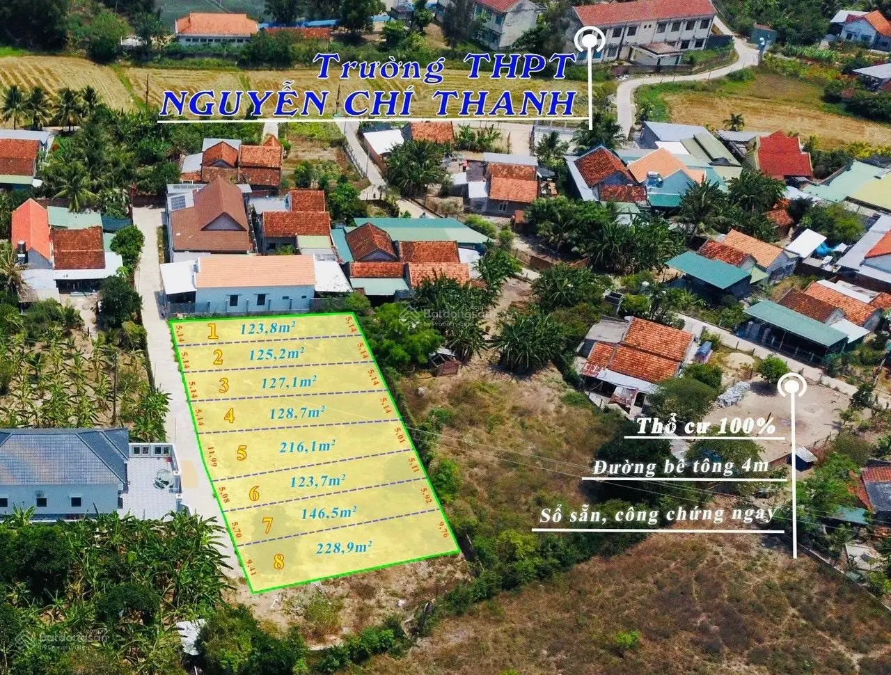 128m2 ngang 5,14m full thổ cư. Đường ô tô tận nơi, khu dân cư đông đúc. Giá 560 triệu bao sang tên