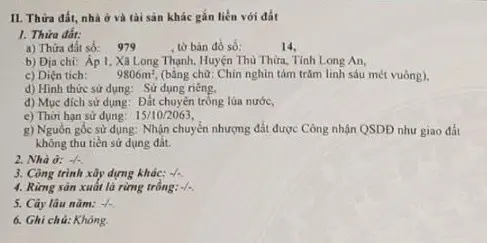 Bán đất ở nông thôn ONT 2.6 ha. ĐT833 gần QL N2