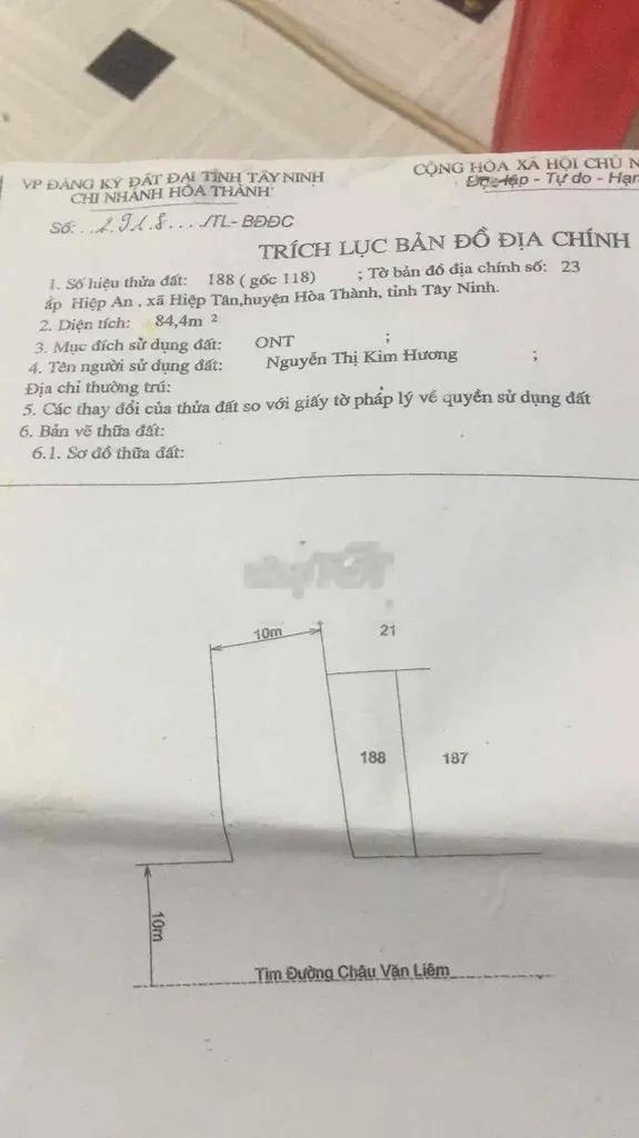 Nhà mặt tiền 84.4m2, 1 phòng ngủ, đường Châu Văn Liêm, Hoà Thành