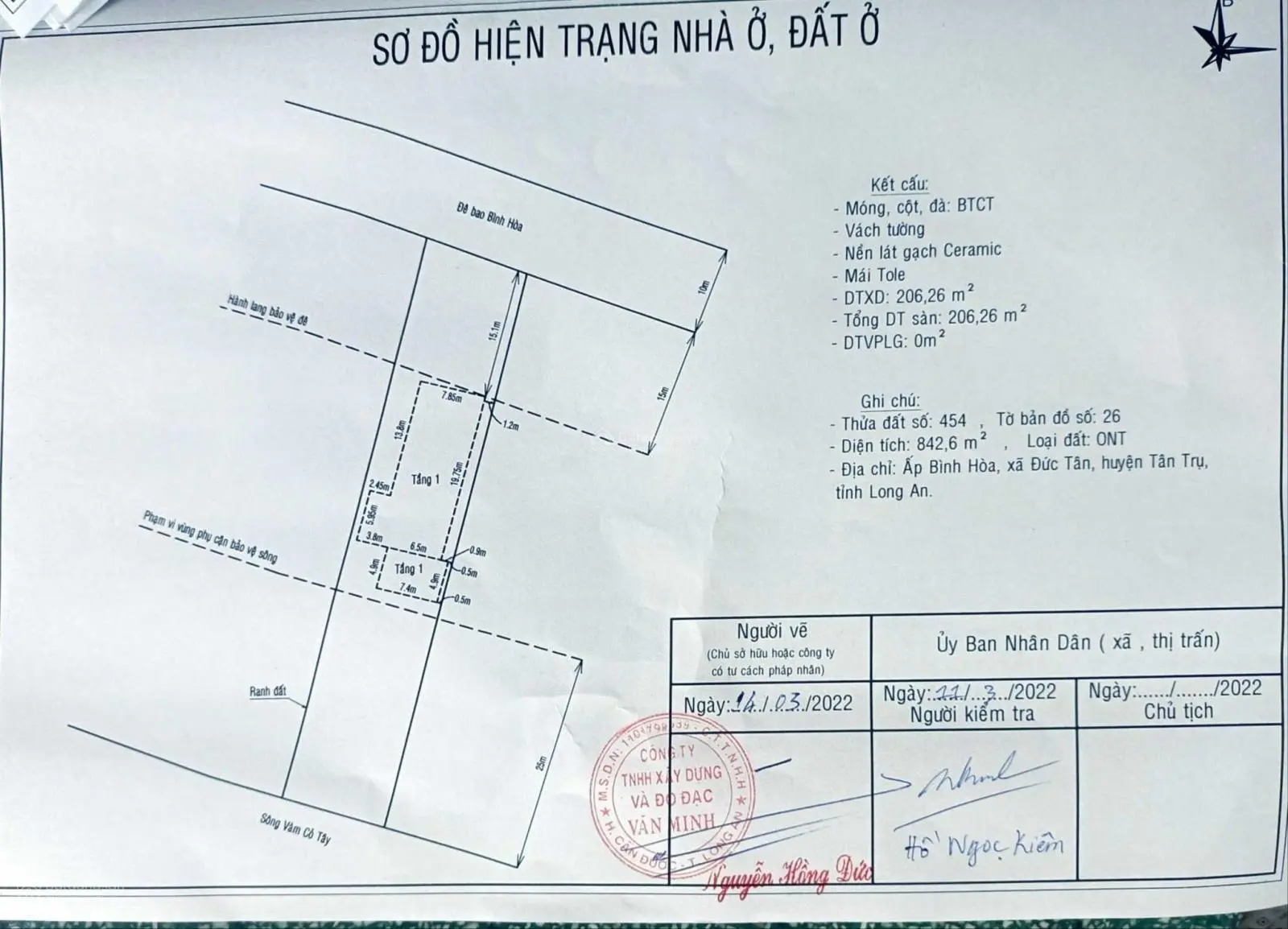 Bán lô đất thổ có nhà mặt tiền sông Vàm Cỏ Tây hạ giá 2,1 tỷ