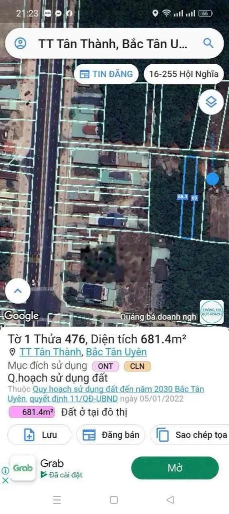 bán đất thị trấn Tân thành 10m day 68m 100tho cu Ngộp kinh doanh