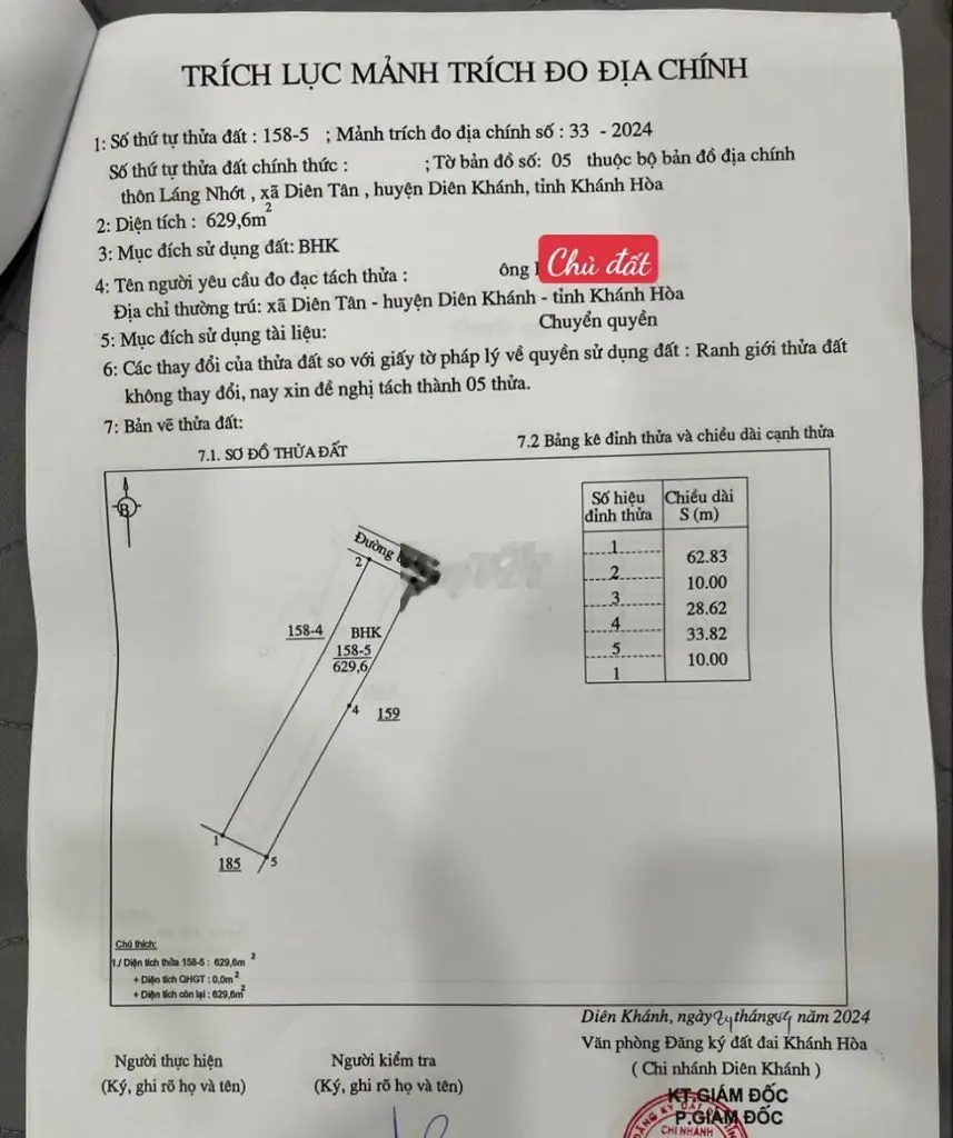 Bán nhanh lô đất Diên Tân (629m2), giá 350 triệu!