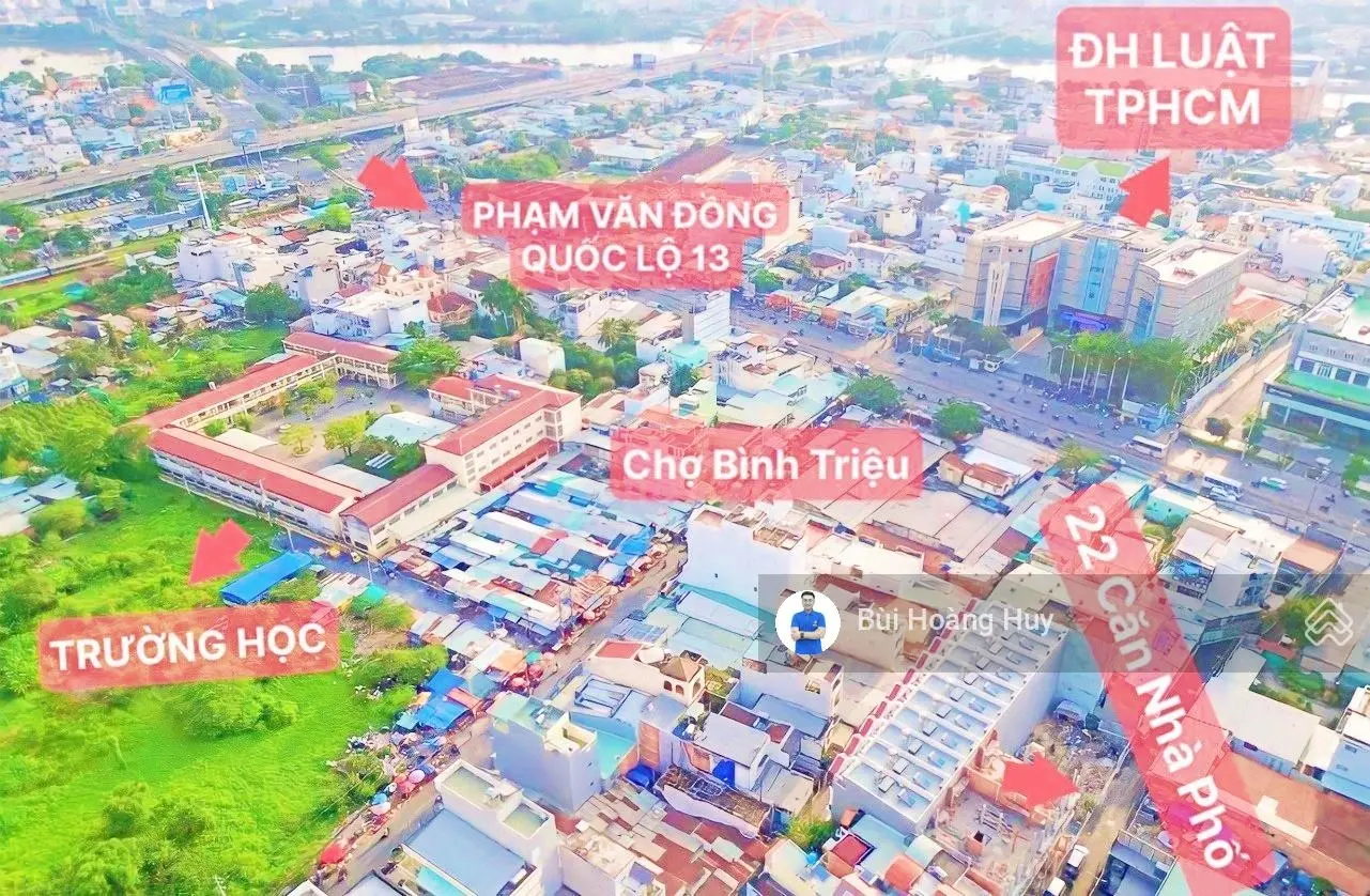 2 suất ưu đãi giảm giá cực tốt nhà mặt tiền ngay chợ Bình Triệu, cách QL13 50m, sổ riêng, đường 6m