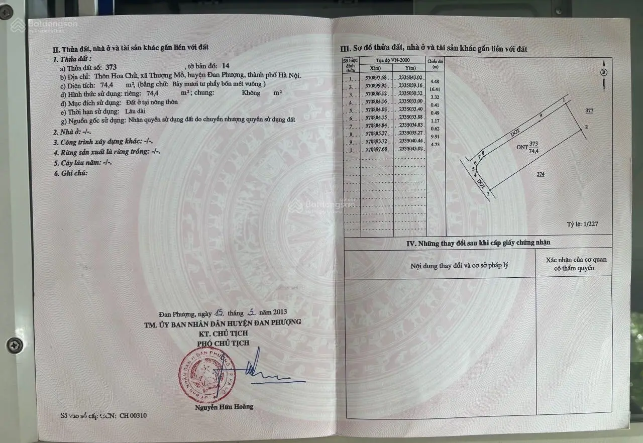 Bán đất lô góc tại Thượng Mỗ, Đan Phượng. Diện tích 74,4m2