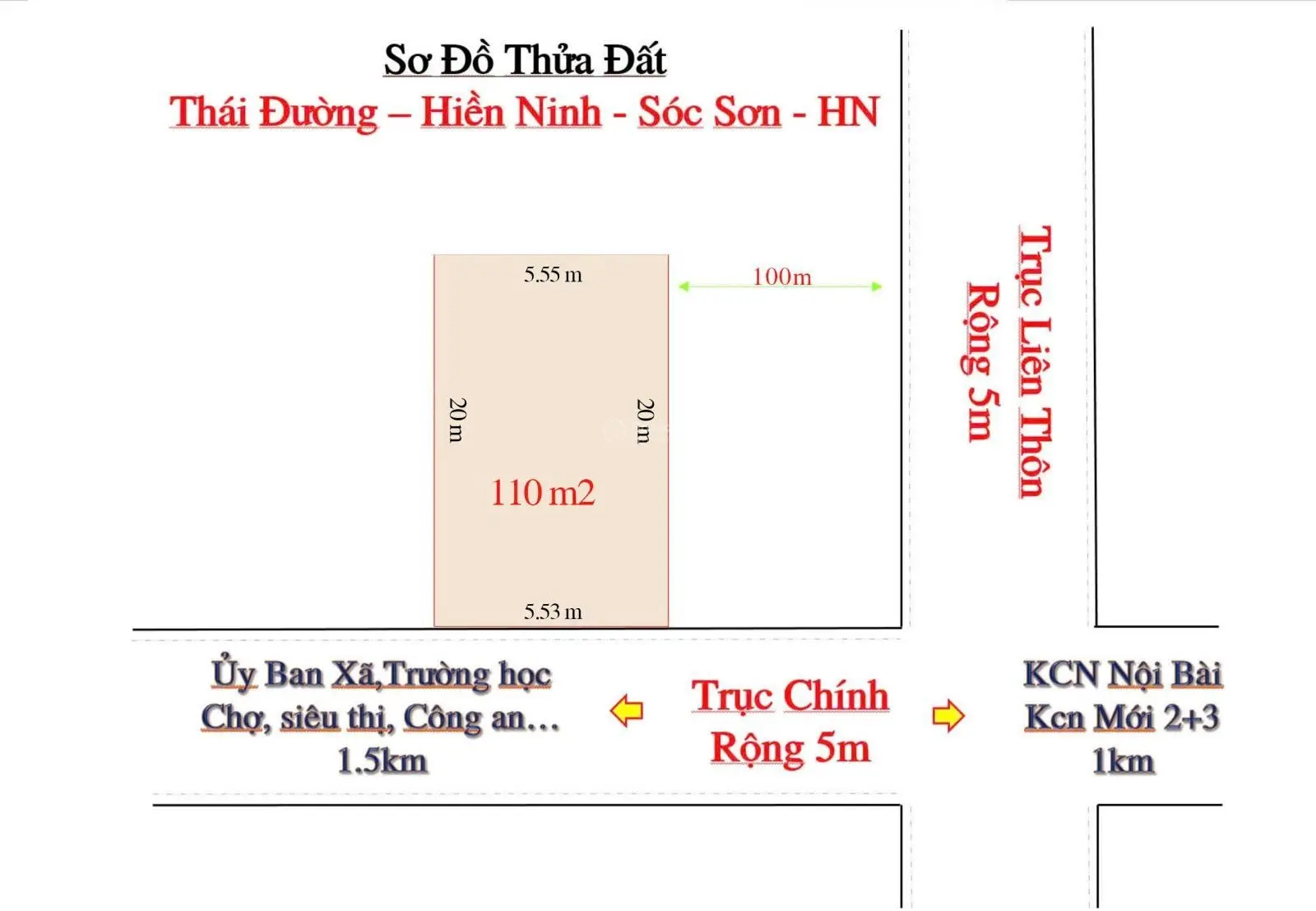 Bán nhanh mảnh đất 110m2, siêu đẹp - giá đầu tư tại Thái Đường, Hiền Ninh, Sóc Sơn, Hà Nội