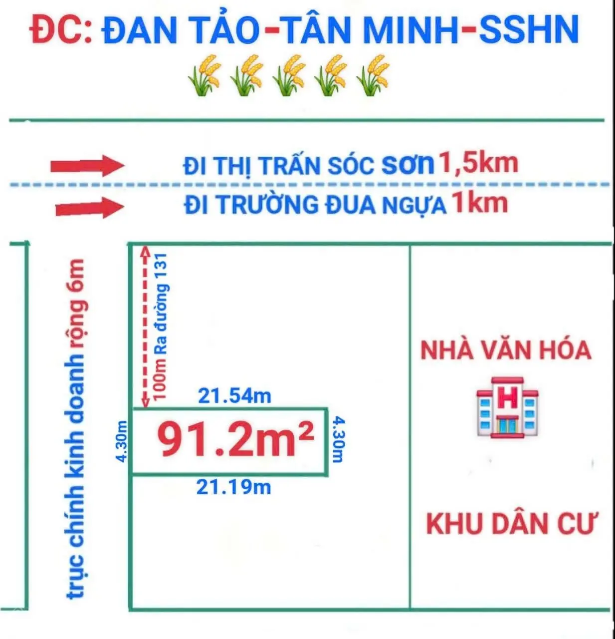 Chính chủ bán 91,2m² lô đất tại Đan Tảo - Tân Minh - Sóc Sơn - Hà Nội