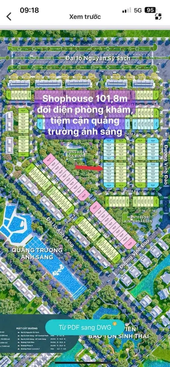 Căn shophouse đối diện phòng khám quốc tế khu mới Central Plaza - Ecopark Vinh gần Quảng Trường