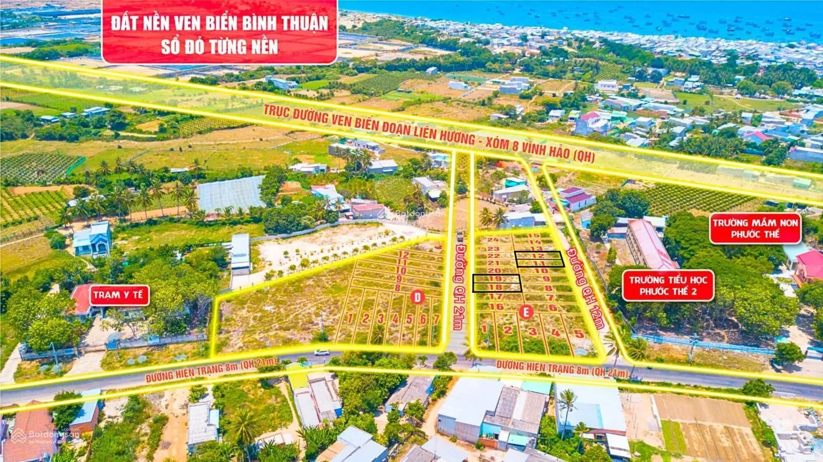 Bán đất mặt tiền đường 21m, cách biển 500m Tuy Phong, Bình Thuận. Cách QL1A 700m