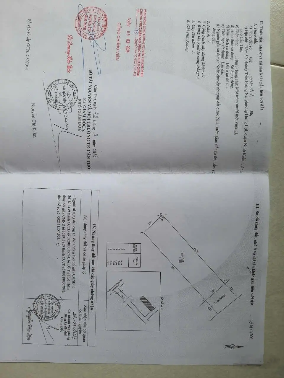 Bán nhà và đất thổ cư đường trần hoàng na p.Hưng Lợi hẻm xe hơi 7 chỗ