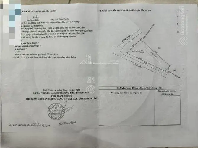 Bán đất thổ cư giá 1,7 tỷ, diện tích 535 m2, tại Long Tân, Phú Riềng, Bình Phước