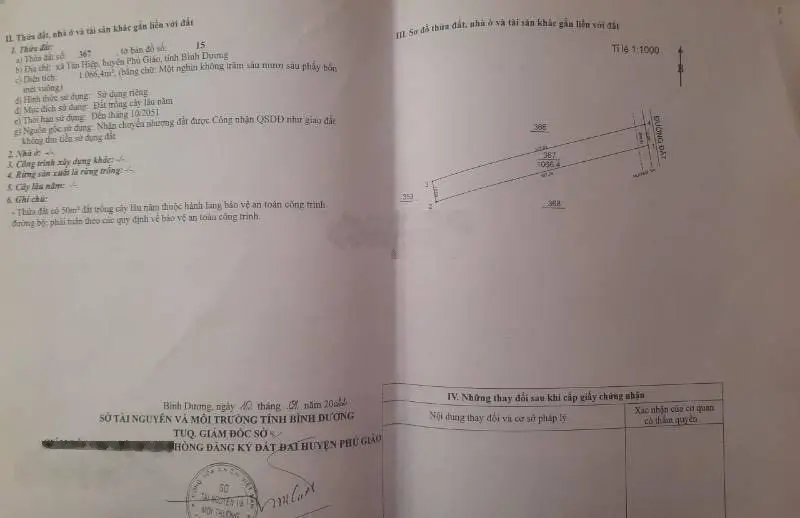 BÁN 10x100 Mặt Tiền Đường Tân Hiệp 33 ,Sát Dh507 Phú Giáo 1066,4m2 Sổ hồng riêng sang tên ngay