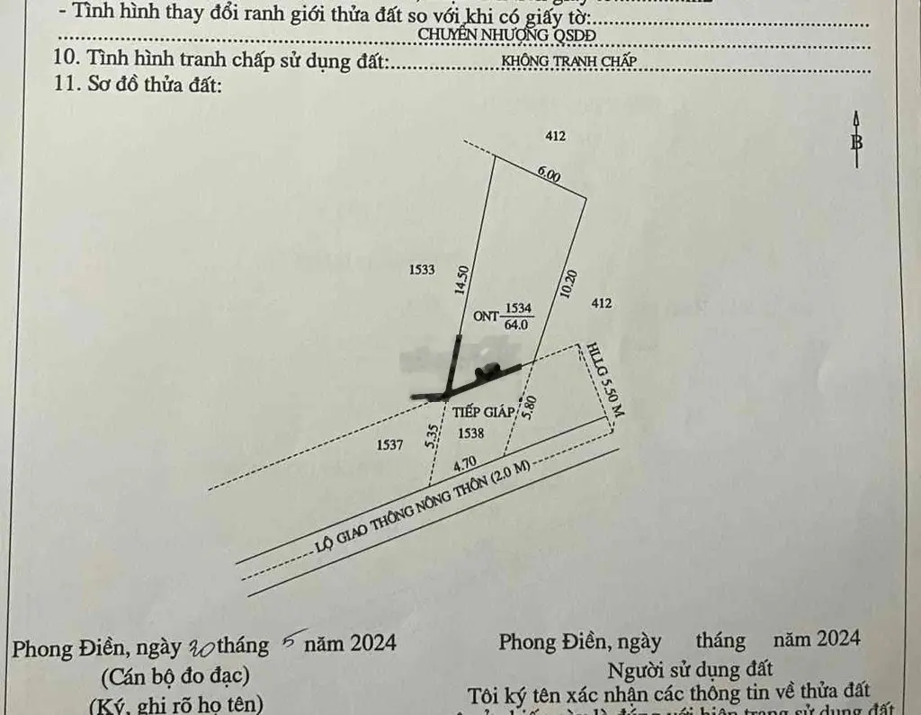 Nền Thổ Cư Giá Rẻ Gần Chợ Trường Long- Phong Điền