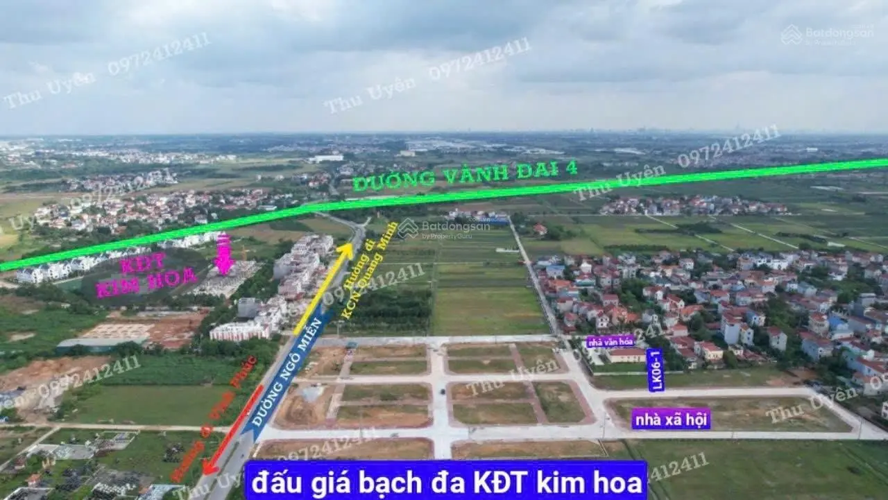 Đất đấu giá Hà Nội 93,5m2 MT: 5,5m giá chỉ hơn 40tr/m2 tại Kim Hoa Mê Linh Hà Nội