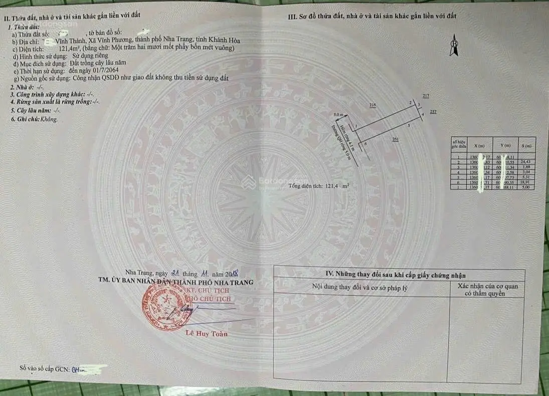 Bán nhà 2 tầng hẻm Nguyễn Xiển, Vĩnh Phương, Nha Trang, dt 121m2 (5x 24,2m) H. Tây Nam - Giá 2 tỷ