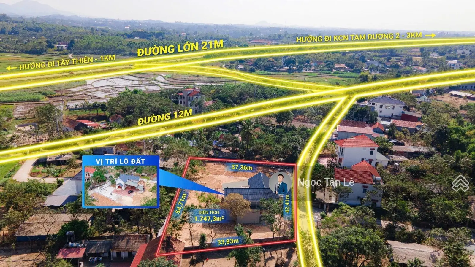 Bán đất, tặng nhà tại Đại Đình, Tam Đảo, Vĩnh Phúc, 8,561 tỷ, 1747.3 m2, uy tín, chính chủ