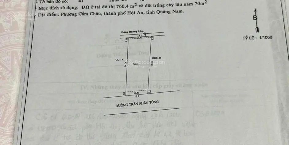 Cần bán gấp 830 m2 đất mặt tiền Trần Nhân Tông, Cẩm Châu giá ib bán sụp hầm 33 tỷ