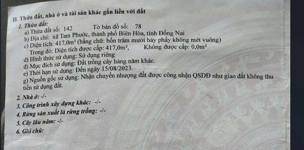 Bán Đất 417m² Sổ Hồng Riêng Tại Tam Phước, Biên Hòa, Đồng Nai - Địa Chỉ Vàng Cho Đầu Tư và Xây Dựng