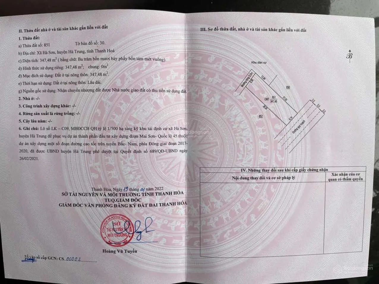 Giá cắt lỗ, cần bán gấp. Đất nền khu tái định cư xã Hà Sơn, huyện Hà Trung, Thanh Hóa