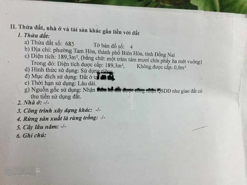 Bán gấp đất, nhà rộng 1000m2 gần bệnh viện Đa Khoa Đồng Nai